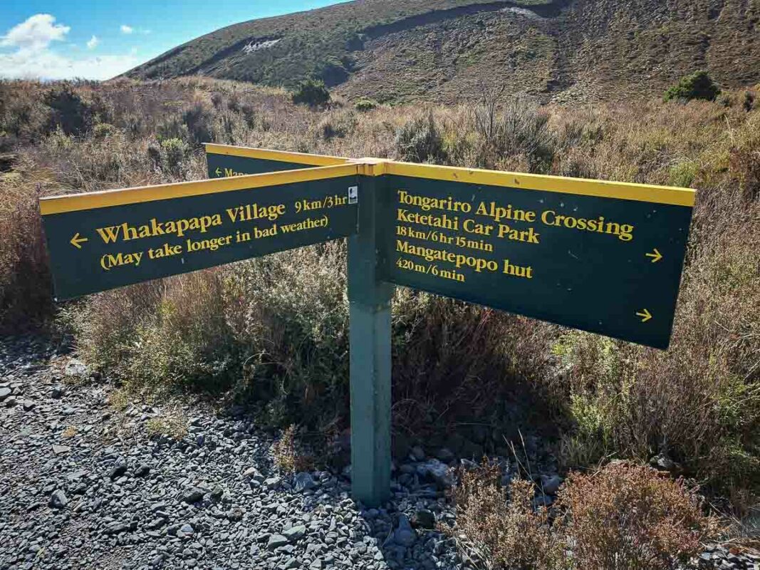 Tristan Balme DOC sign at the start of the tongariro crossing