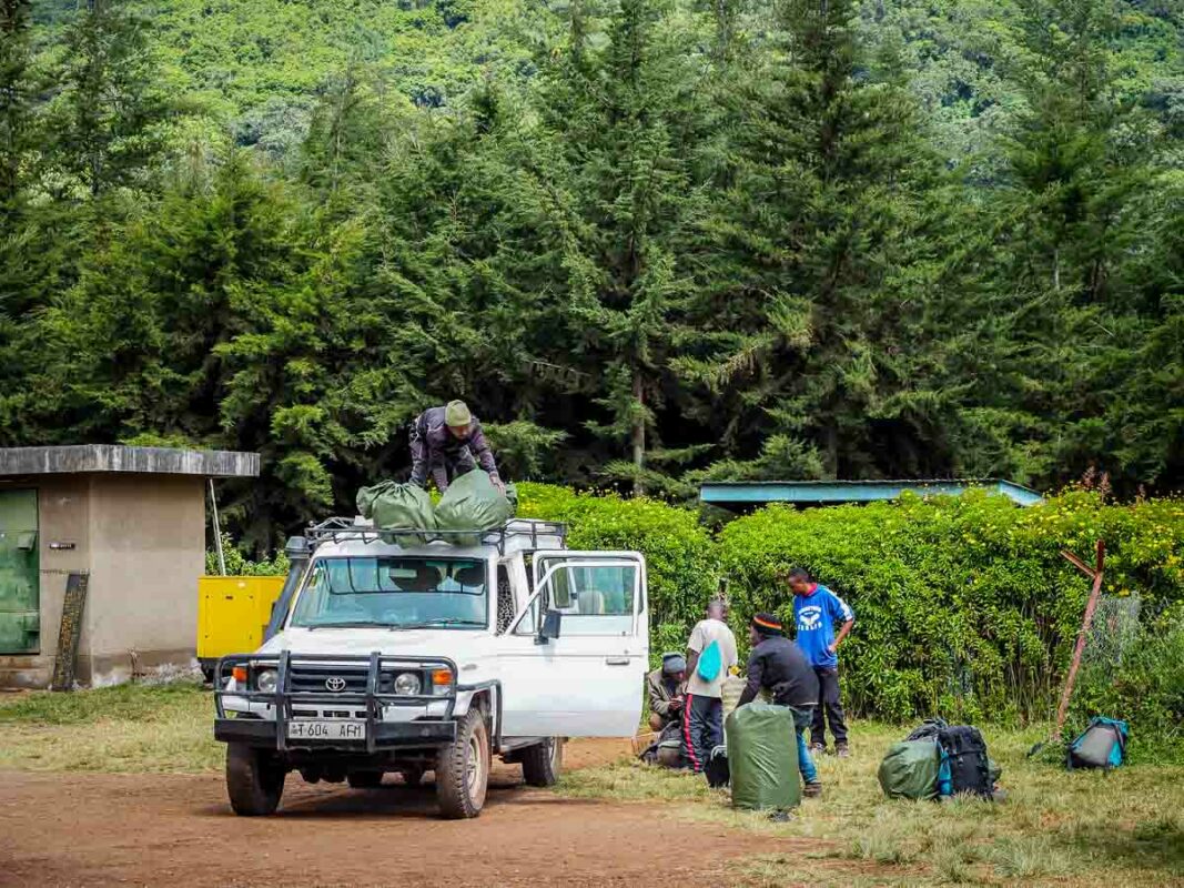 Tristan Balme Kilimanjaro Lemosho Route loading the truck to start the lemosho