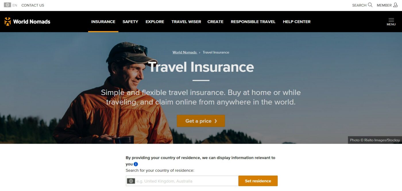 World Nomads website screenshot is The Best Travel Insurance for Everest Base Camp Trekking