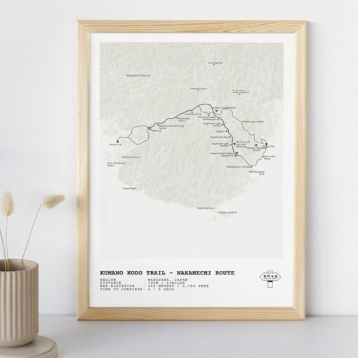 Kumano Kodo Nakahechi Trail Map | Minimalist Hiking Wall Art - Digital Download