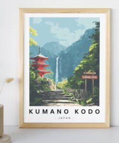 Modern Retro Kumano Kodo Travel Print | Minimalist Wall Art - Digital Download