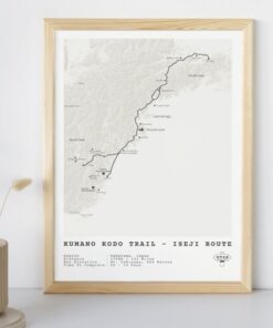 Kumano Kodo Iseji Trail Map | Minimalist Hiking Wall Art - Digital Download