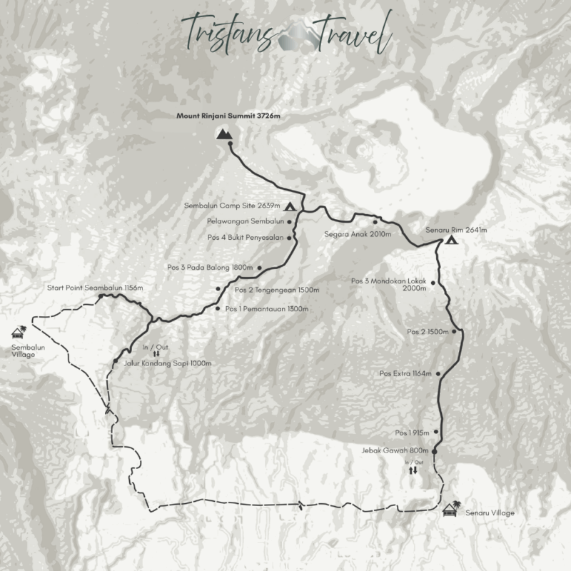 Rinjani Route Map 3D 2N Trail Tristan Balme