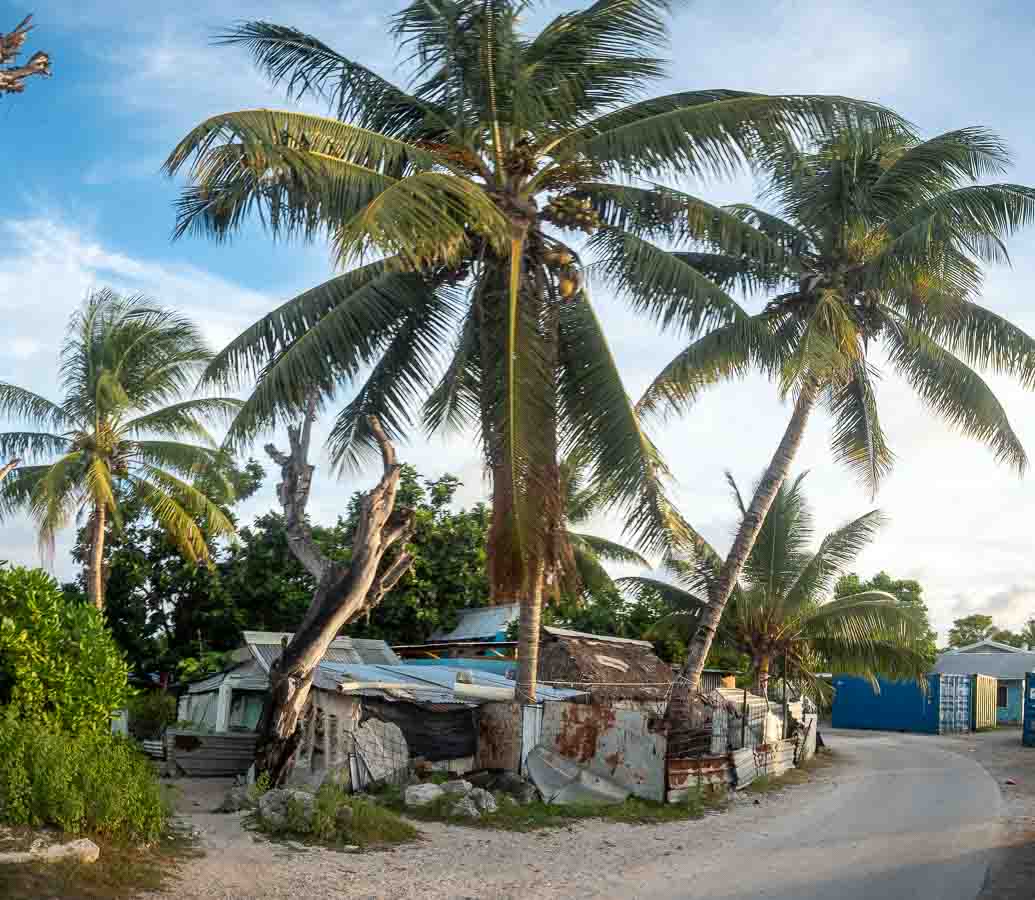 Village life and a maneaba in Tarawa Kiribati